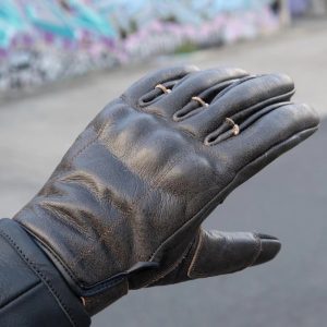 'Slugga's' Short Cuff Motorbike Gloves Charcoal Leather Motorcycle Gloves